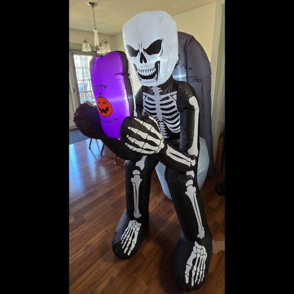 6.1FT Skeleton & Tombston Halloween Blow Up Inflatable Decoration with LED Light - Picture 1 of 11